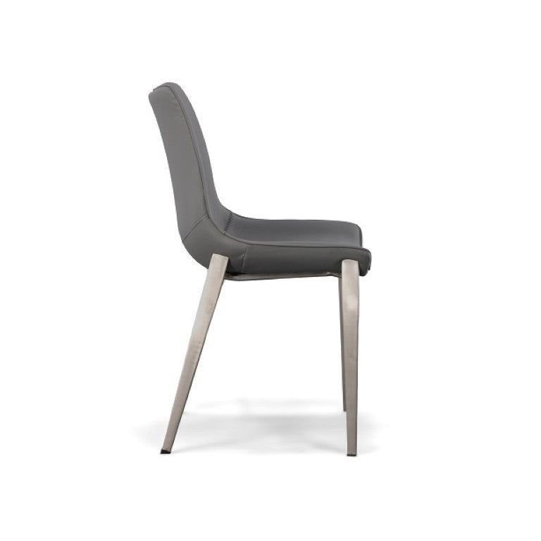 VIG Furniture Frasier Sculpted Eco-Leather Side Seat With Polished Stainless Legs, Modern Comfort & Durable Finish Grey Dining Chair VGHR3505-GRY
