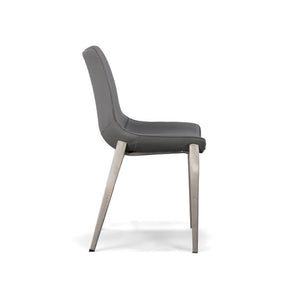 VIG Furniture Frasier Sculpted Eco-Leather Side Seat With Polished Stainless Legs, Modern Comfort & Durable Finish Grey Dining Chair VGHR3505-GRY