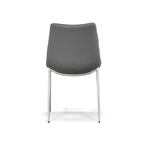 VIG Furniture Frasier Sculpted Eco-Leather Side Seat With Polished Stainless Legs, Modern Comfort & Durable Finish Grey Dining Chair VGHR3505-GRY