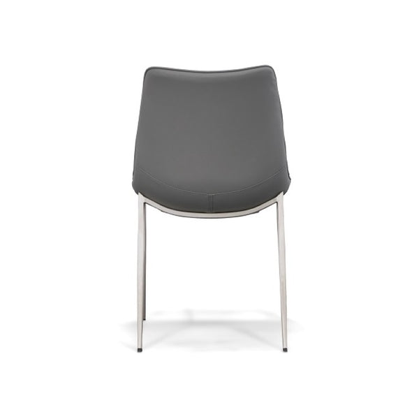 VIG Furniture Frasier Sculpted Eco-Leather Side Seat With Polished Stainless Legs, Modern Comfort & Durable Finish Grey Dining Chair VGHR3505-GRY