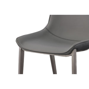 VIG Furniture Frasier Sculpted Eco-Leather Side Seat With Polished Stainless Legs, Modern Comfort & Durable Finish Grey Dining Chair VGHR3505-GRY