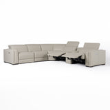 VIG Furniture Modrest Frazier - Modern Light Grey Leather Sectional Sofa with 3 Recliners + Console VGKM-KM268H-LG-GRY-SECT-C