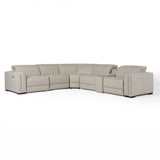 VIG Furniture Modrest Frazier - Modern Light Grey Leather Sectional Sofa with 3 Recliners + Console VGKM-KM268H-LG-GRY-SECT-C