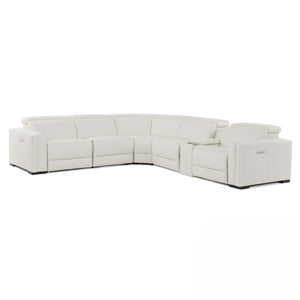 VIG Furniture Modrest Frazier - Modern White Leather Sectional Sofa with 3 Recliners + Console VGKM-KM268H-W-SECT-C