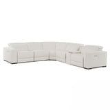 Modrest Frazier - Modern White Leather Sectional Sofa with 3 Recliners + Console