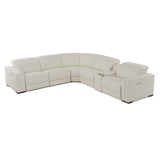 VIG Furniture Modrest Frazier - Modern White Leather Sectional Sofa with 3 Recliners + Console VGKM-KM268H-W-SECT-C