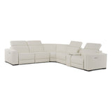 VIG Furniture Modrest Frazier - Modern White Leather Sectional Sofa with 3 Recliners + Console VGKM-KM268H-W-SECT-C