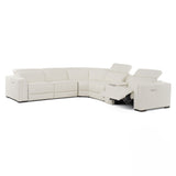 VIG Furniture Modrest Frazier - Modern White Leather Sectional Sofa with 3 Recliners + Console VGKM-KM268H-W-SECT-C