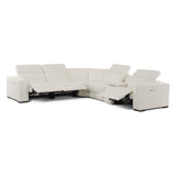 VIG Furniture Modrest Frazier - Modern White Leather Sectional Sofa with 3 Recliners + Console VGKM-KM268H-W-SECT-C