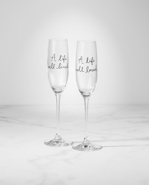 Lenox Kate Spade Charmed Life 2-Piece Toasting Flutes Clear, WHITE GLASS,CRYSTAL 894021