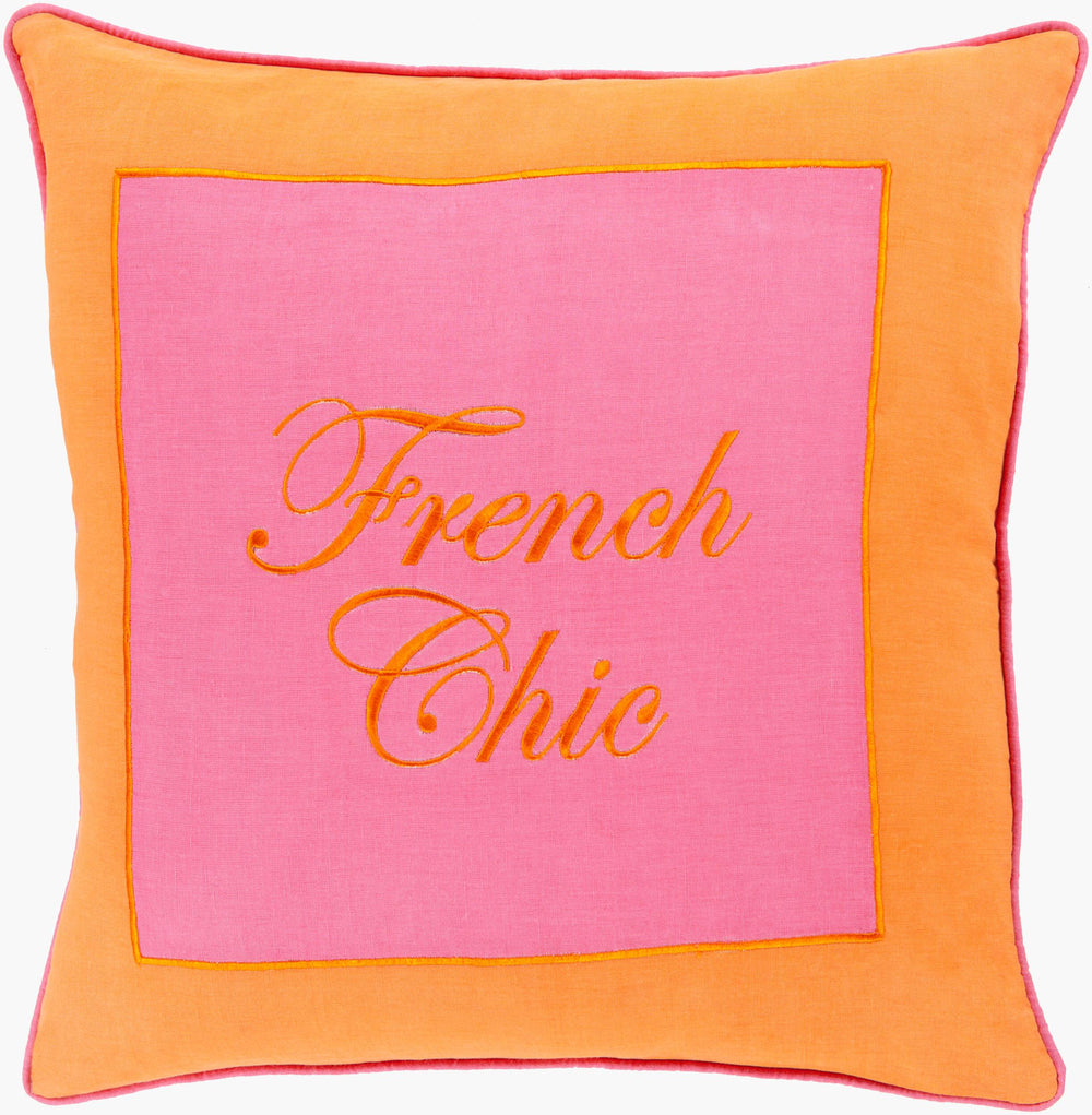 Surya French Chic 18” Accent Pillow - Stylish Linen Decor For Modern Spaces | Spot Clean & Durable Design Fuchsia Linen Frc001-2222