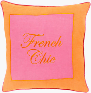 Surya French Chic 18” Accent Pillow - Stylish Linen Decor For Modern Spaces | Spot Clean & Durable Design Fuchsia Linen Frc001-2222