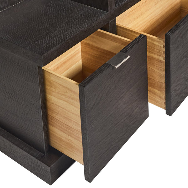 Bernhardt Bernhardt Geneve Wire-brushed Oak Etagere with Open Shelves and Soft-close Drawers 392820