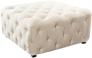 Ferrand FRD-001 18"H x 35"W x 35"D Ottoman FRD-001  Upholstery: Cream Surya