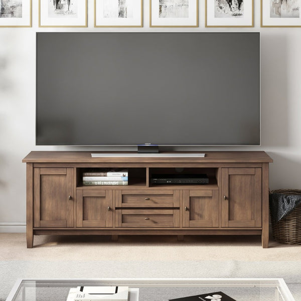 English Elm Warm Shaker 72" Tv Media Stand - Rustic Solid Wood With Storage & Cable Management For Modern Homes B136P159714-GIGA