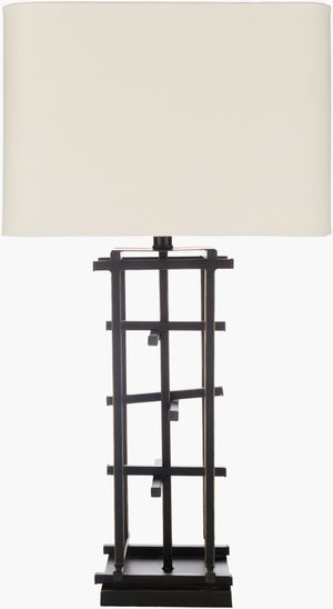 Surya Freja 30"H X 15"W Global-inspired Accent Table Lamp - Elegant Handcrafted Design For Any Room Body, Black,Base, Black,Shade (Outside), Cream,Shade (Inside), Ivory,Finial, Black,Harp, Metallic ,Brass,Cord, Translucent Iron,Iron,Linen,Polyester,Iron Frj-001