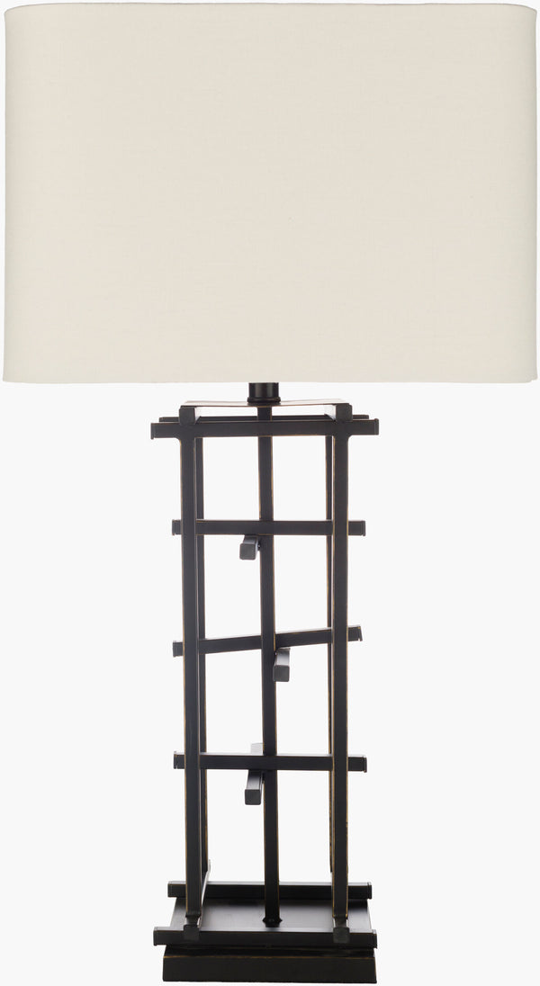 Surya Freja 30"H X 15"W Global-inspired Accent Table Lamp - Elegant Handcrafted Design For Any Room Body, Black,Base, Black,Shade (Outside), Cream,Shade (Inside), Ivory,Finial, Black,Harp, Metallic ,Brass,Cord, Translucent Iron,Iron,Linen,Polyester,Iron Frj-001