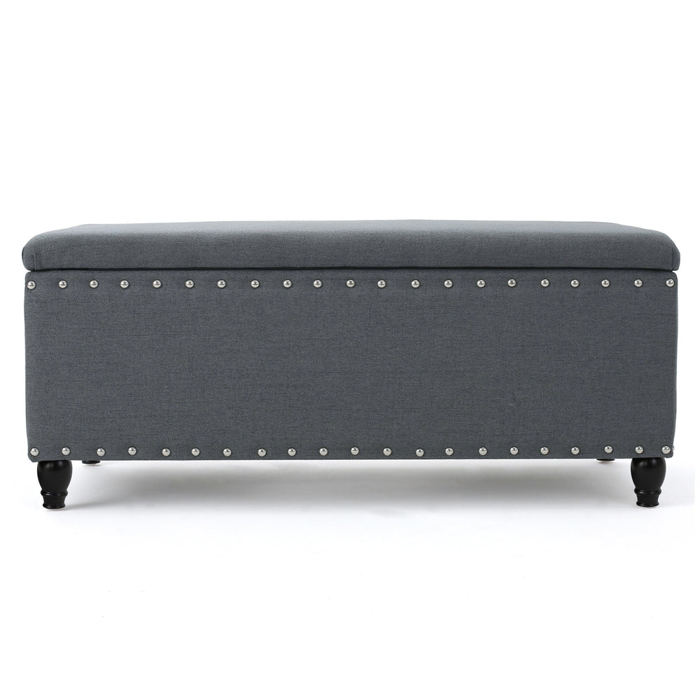English Elm Storage Ottoman Bench with Hinged Lid Padded Seat Living Room Coffee Table 60581.00CCL
