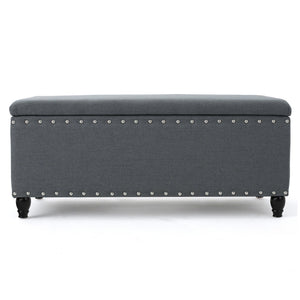 English Elm Storage Ottoman Bench with Hinged Lid Padded Seat Living Room Coffee Table 60581.00CCL