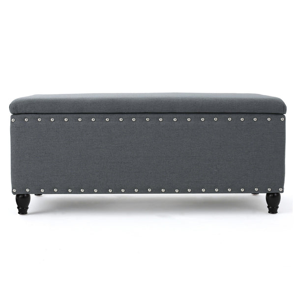 English Elm Storage Ottoman Bench with Hinged Lid Padded Seat Living Room Coffee Table 60581.00CCL