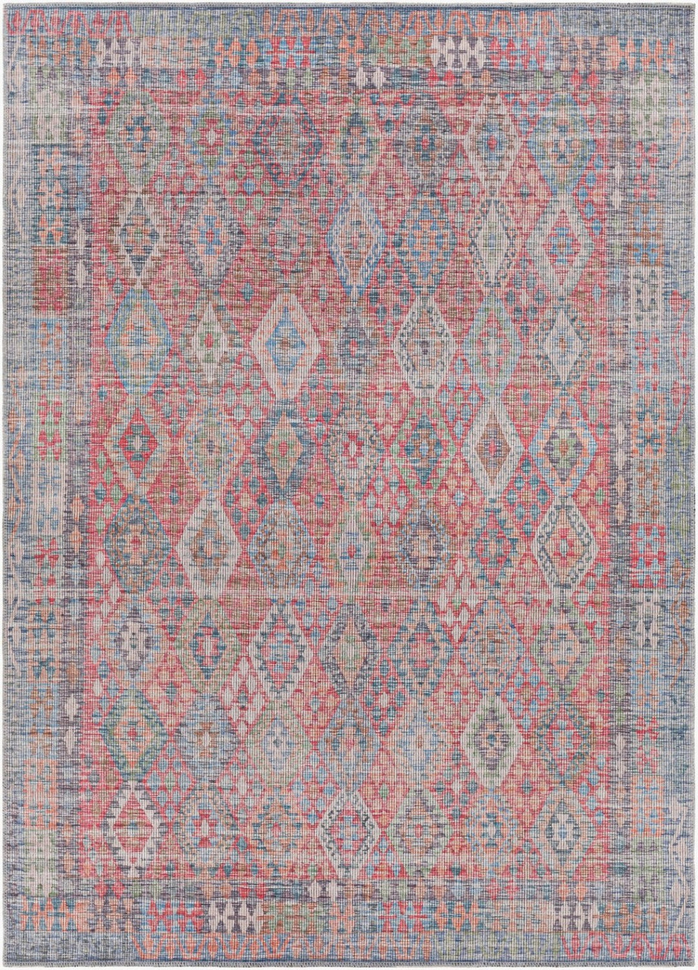 Livabliss Farrell Flatweave Runner Rug Chenille Jute Blend Traditional Hallway Entryway Accent Blue, Red 6'7" x 9' FRL2303-679
