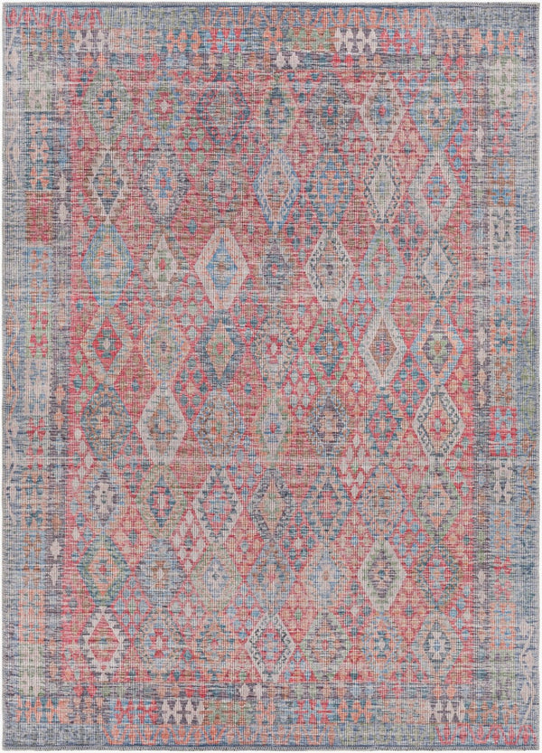 Livabliss Farrell Flatweave Runner Rug Chenille Jute Blend Traditional Hallway Entryway Accent Blue, Red 6'7" x 9' FRL2303-679