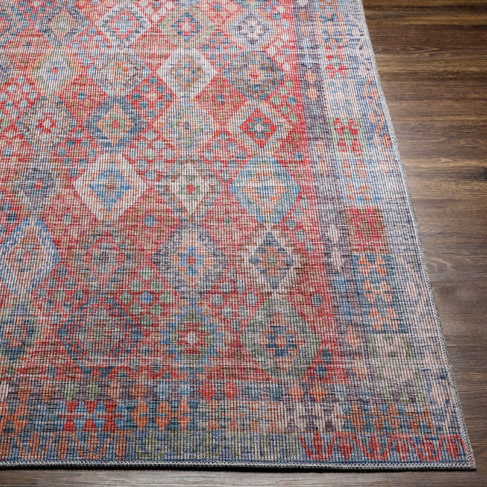 Livabliss Farrell Flatweave Runner Rug Chenille Jute Blend Traditional Hallway Entryway Accent Blue, Red 6'7" x 9' FRL2303-679