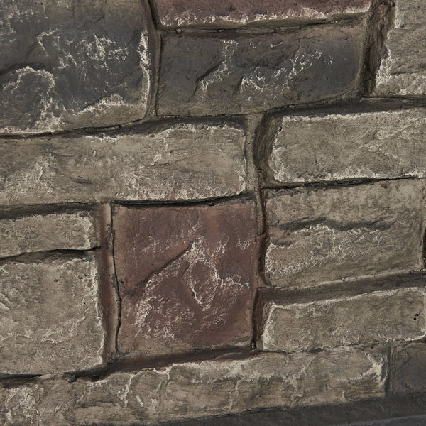English Elm Rectangle Mgo Propane Fire Pit Faux Stone Finish 50000 Btu Outdoor Patio Centerpiece 63692.00-50K