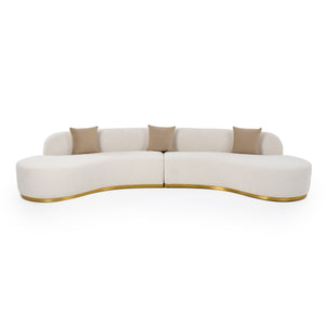 VIG Furniture Divani Casa Frontier - Glam Beige Fabric Curved Sectional Sofa with Beige Pillows VGOD-ZW-943-BGE2-SECT