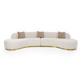 VIG Furniture Divani Casa Frontier - Glam Beige Fabric Curved Sectional Sofa with Beige Pillows VGOD-ZW-943-BGE2-SECT