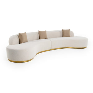 VIG Furniture Frontier Curved Beige Modular Sectional Sofa With Chaise, Brushed Gold Base, Plush Pillows, Seats 6 VGOD-ZW-943-BGE2-SECT