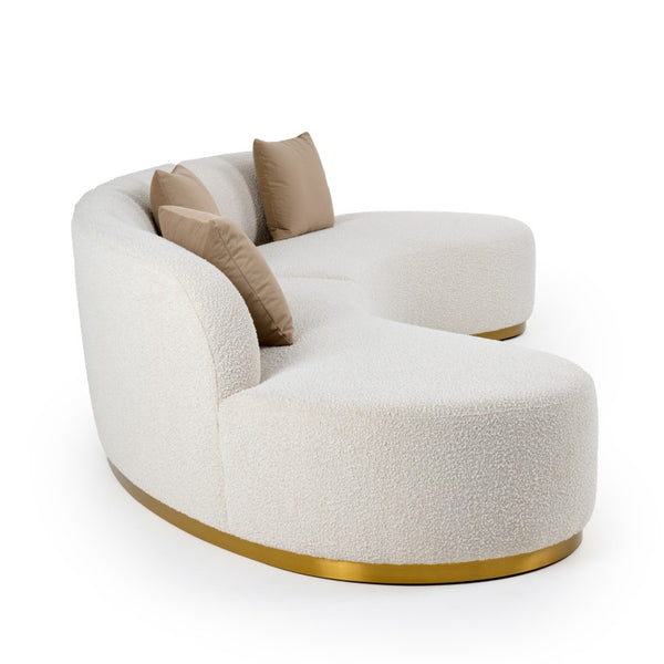 VIG Furniture Frontier Curved Beige Modular Sectional Sofa With Chaise, Brushed Gold Base, Plush Pillows, Seats 6 VGOD-ZW-943-BGE2-SECT