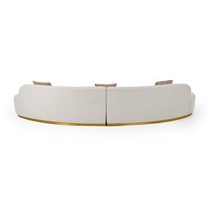 VIG Furniture Frontier Curved Beige Modular Sectional Sofa With Chaise, Brushed Gold Base, Plush Pillows, Seats 6 VGOD-ZW-943-BGE2-SECT