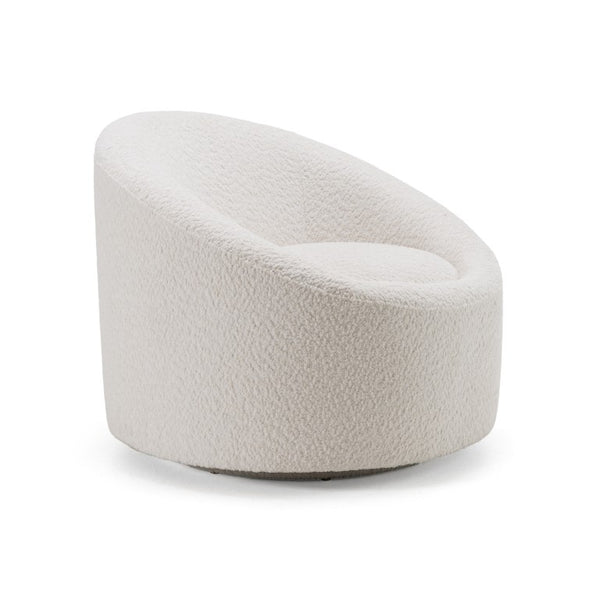VIG Furniture Frontier Sculpted Swivel Lounge Chair With Luxe Textured Upholstery, Modern Glam Silhouette, Durable Frame Off-White Accent Chair VGOD-ZW-993-G468-1A