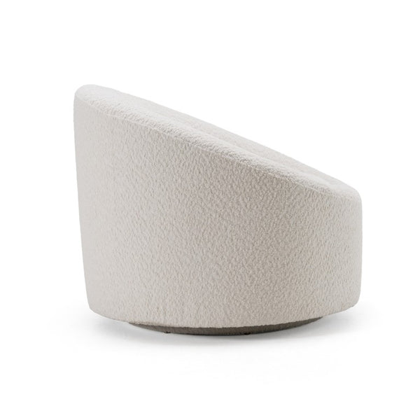 VIG Furniture Frontier Sculpted Swivel Lounge Chair With Luxe Textured Upholstery, Modern Glam Silhouette, Durable Frame Off-White Accent Chair VGOD-ZW-993-G468-1A