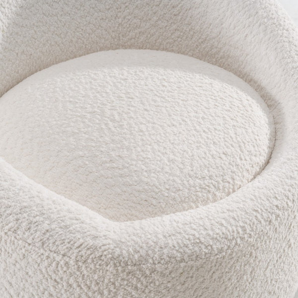 VIG Furniture Frontier Sculpted Swivel Lounge Chair With Luxe Textured Upholstery, Modern Glam Silhouette, Durable Frame Off-White Accent Chair VGOD-ZW-993-G468-1A