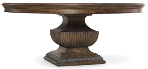Hooker Furniture Rhapsody 72" Round Dining Table With Urn Pedestal, Distressed Walnut Finish, Seats 8, Timeless Charm Dark Brown 5070-75213