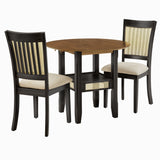 Homelegance By Top-Line Delroy Cane Accent Slat Back Counter Height 3-piece Dining Set Black Rubberwood