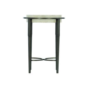 Bernhardt Bernhardt Barclay Accent Table With Honed Travertine Top & Antique Pewter Base, 18" Square 512112