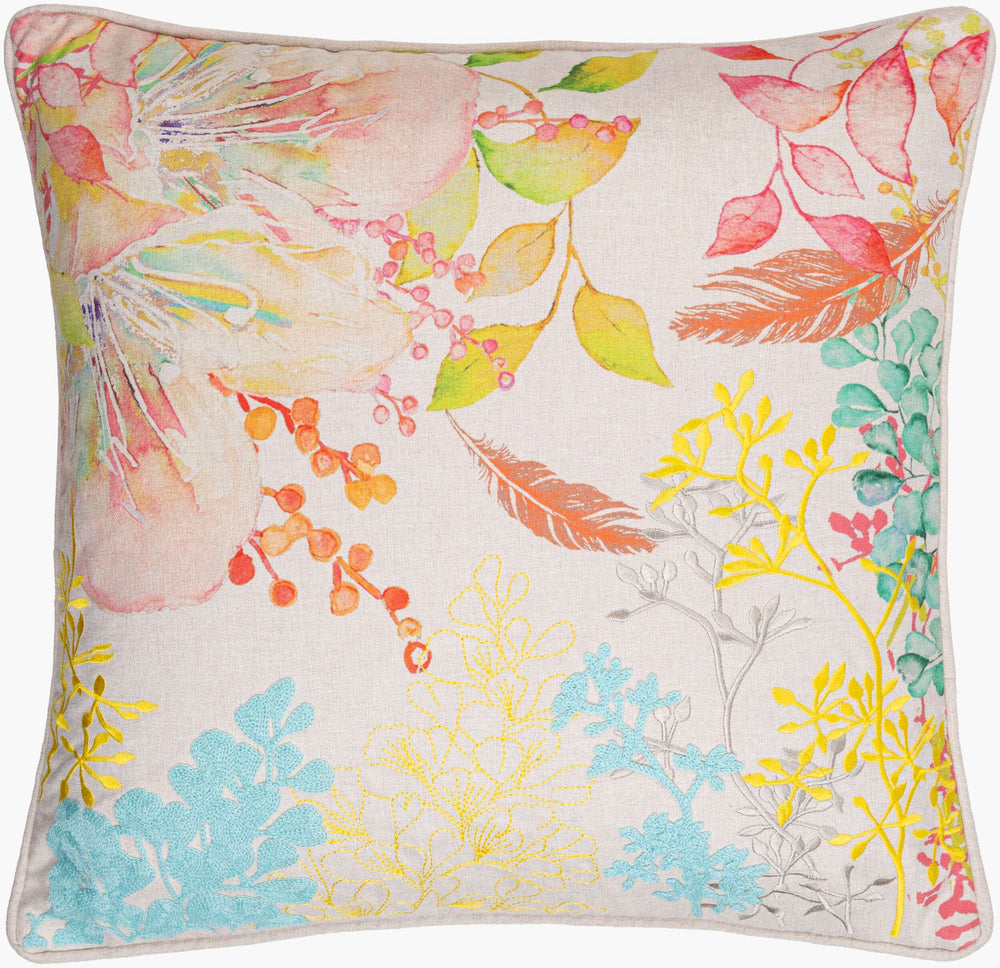 Surya Florissant 22"L X 22"W Modern Polyester Accent Pillow Cover – Stylish & Easy Care For Your Home! Yellow Polyester,Polyester Frs001-2222