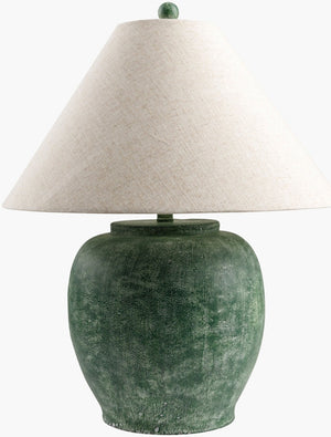 Livabliss Forest Handcrafted Cement Base Table Lamp with Linen Shade for Bohemian Interiors FRT-001