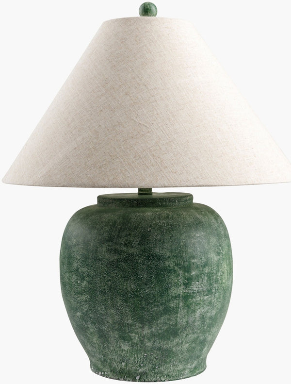 Livabliss Forest Handcrafted Cement Base Table Lamp with Linen Shade for Bohemian Interiors FRT-001