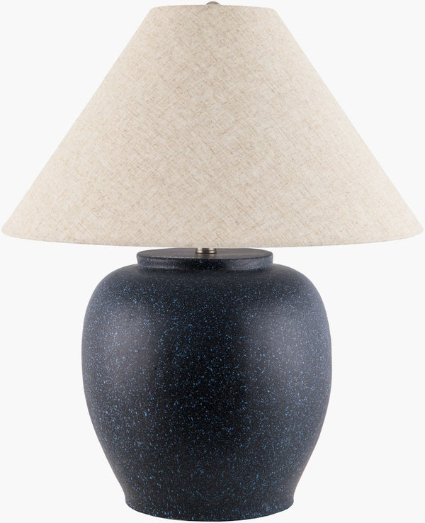 Livabliss Forest Artisan Cement Table Lamp with Linen Shade for Boho Eclectic Interiors FRT-003