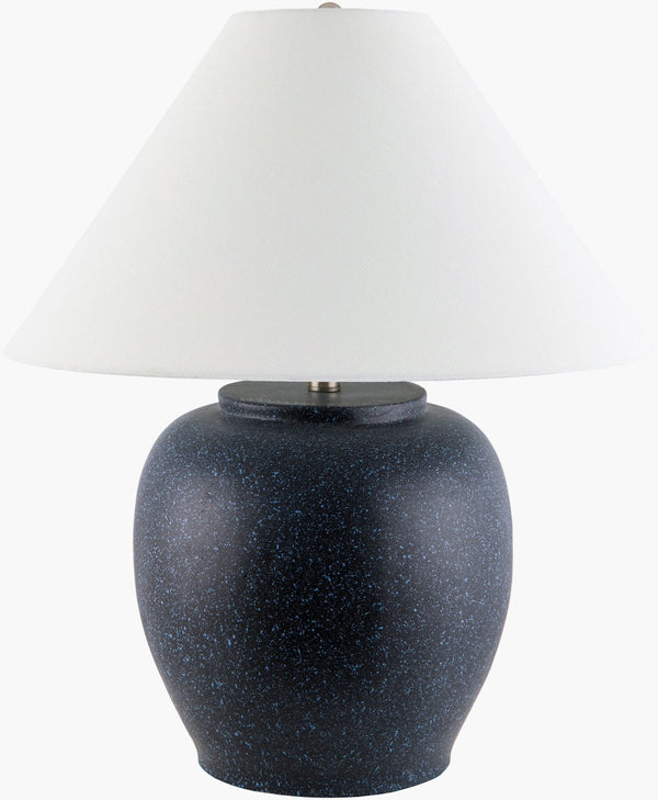 Livabliss Forest Artisan Cement Base Table Lamp with Linen Shade for Bohemian Eclectic Decor FRT-004