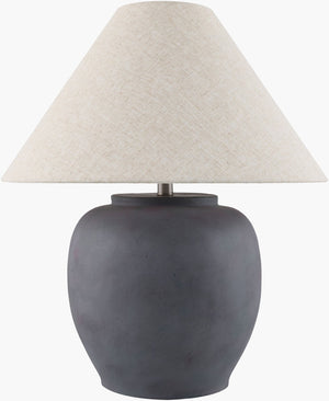 Livabliss Forest Bohemian Cement Table Lamp with Linen Shade for Living Room Decor FRT-007