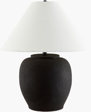Livabliss Forest Handcrafted Cement Base Table Lamp with Linen Drum Shade Bohemian Artisan Decor FRT-012