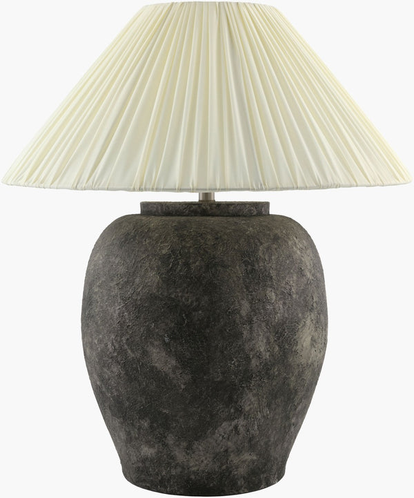 Livabliss Forest Artisan Table Lamp with Hand-painted Base Linen Shade and Mixed Material Build FRT-030