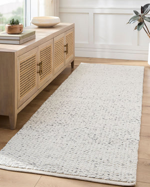 Livabliss Firat Hand-loomed Cotton Wool Flatweave Runner Rug for Entryways and Hallways Ivory, Gray 5' x 7'6" FRT2300-576