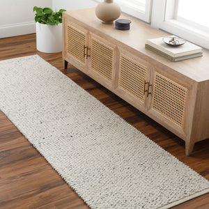 Livabliss Firat Hand-loomed Cotton Wool Flatweave Runner Rug for Entryways and Hallways Ivory, Gray 2'6" x 8' FRT2300-268