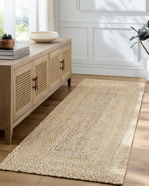 Livabliss Firat Handloomed Jute Runner Rug Natural Earthy Texture for Hallway or Entryway Tan, Ivory 8' x 10' FRT2301-810
